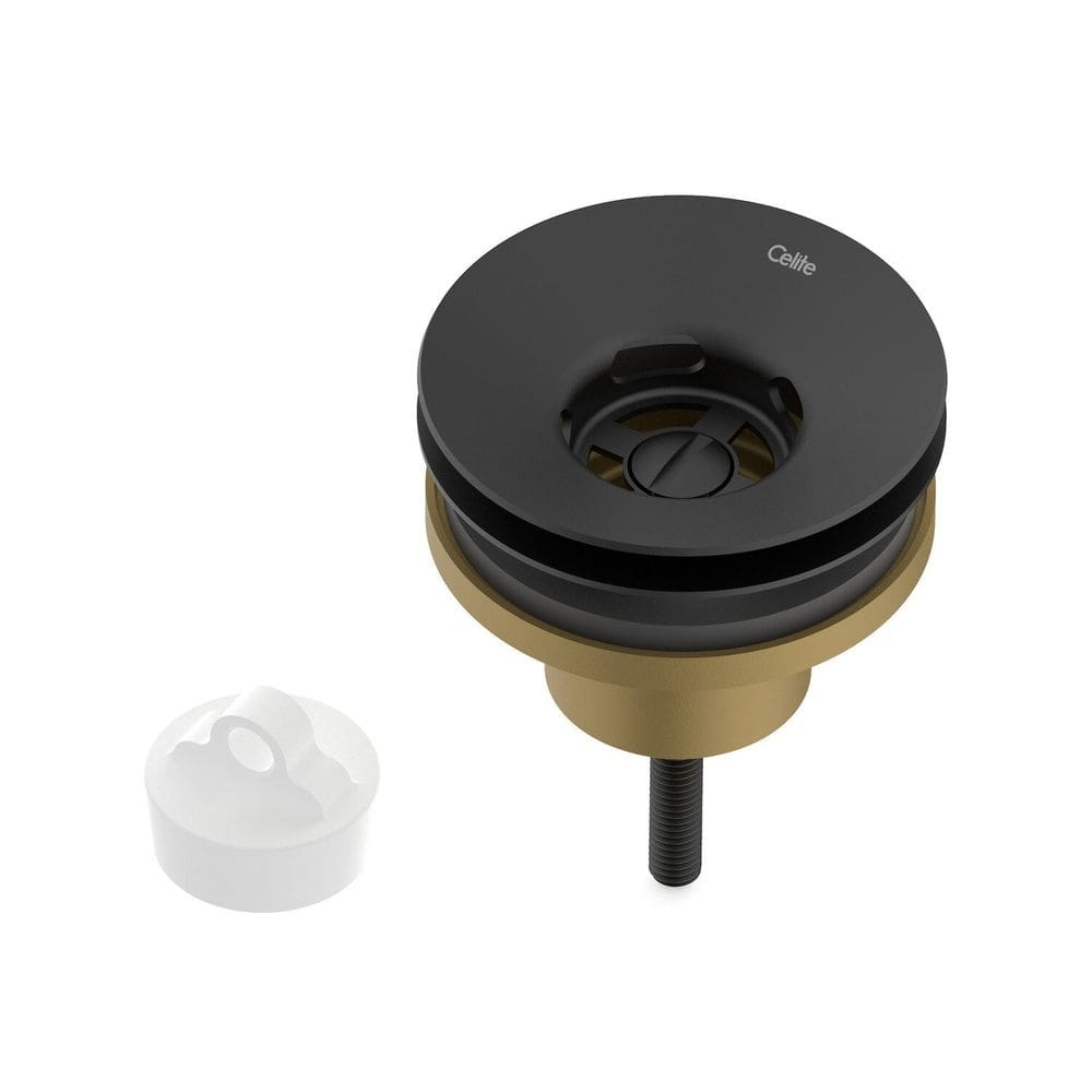 Válvula para Lavatório 7/8" Universal com Tampa Plástica Preto Matte