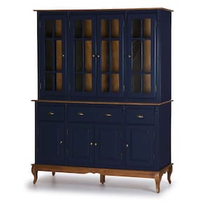 Cristaleira Arca e Oratório 8 Portas 3 Gavetas 60806 Hannover Linz Móveis - Azul Petróleo/Imbuia