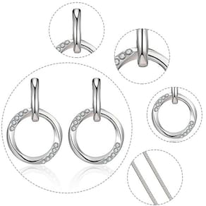 Kit Conjunto Colar e Par de Brincos Luxo Brilho Prateado