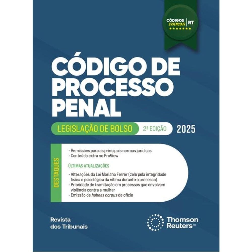 Código De Processo Penal - Códigos Essenciais - Legislação De Bolso - 2025