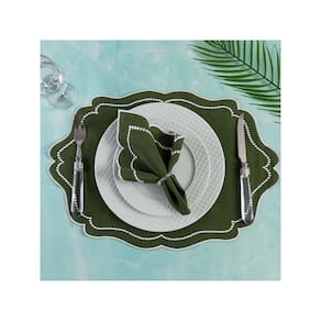Jogo Americano Realeza 4 Peças Para Mesa De 2 Lugares Verde Bordado Branco