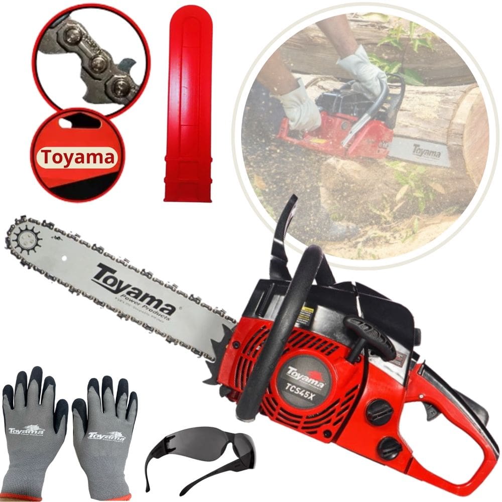 Moto serra a Gasolina Toyama Profissional TCS 45X 16TSN G2 Sabre 16" 2,8HP p/ Corte de Arvore, Poda de Galhos, Desdobra