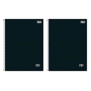 Kit 02 Caderno Espiral Universitário Grande 20 Matérias Zip Preto 320 Folhas 20x 27,5cm Capa Dura Tilibra