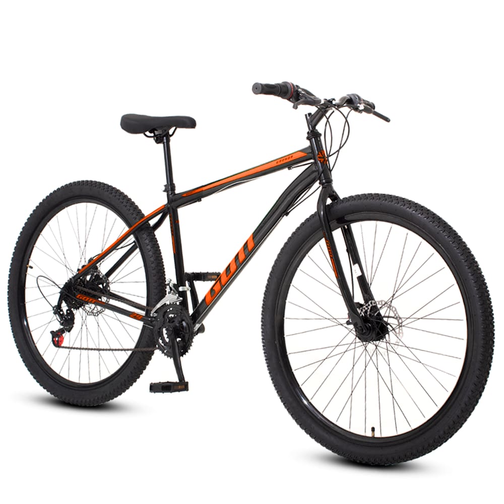 Bicicleta aro 29 Aço Carbono Preto e Laranja Gott Cronos Freio A Disco 21V