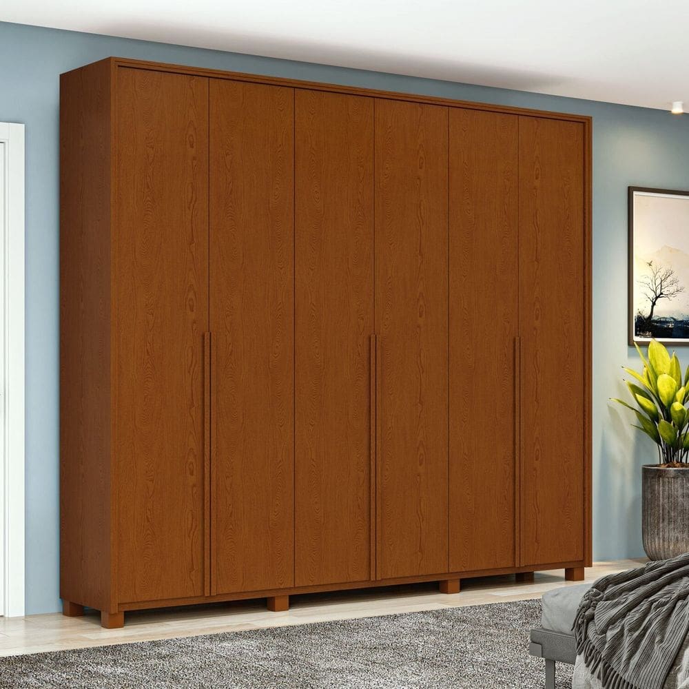 Guarda-roupa 6 Portas 4 Gavetas 100% Mdf com Pés Style Frassino