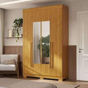 Guarda-roupa Casal 133cm 4 Portas com Espelho Willow Espresso Móveis Cinamomo