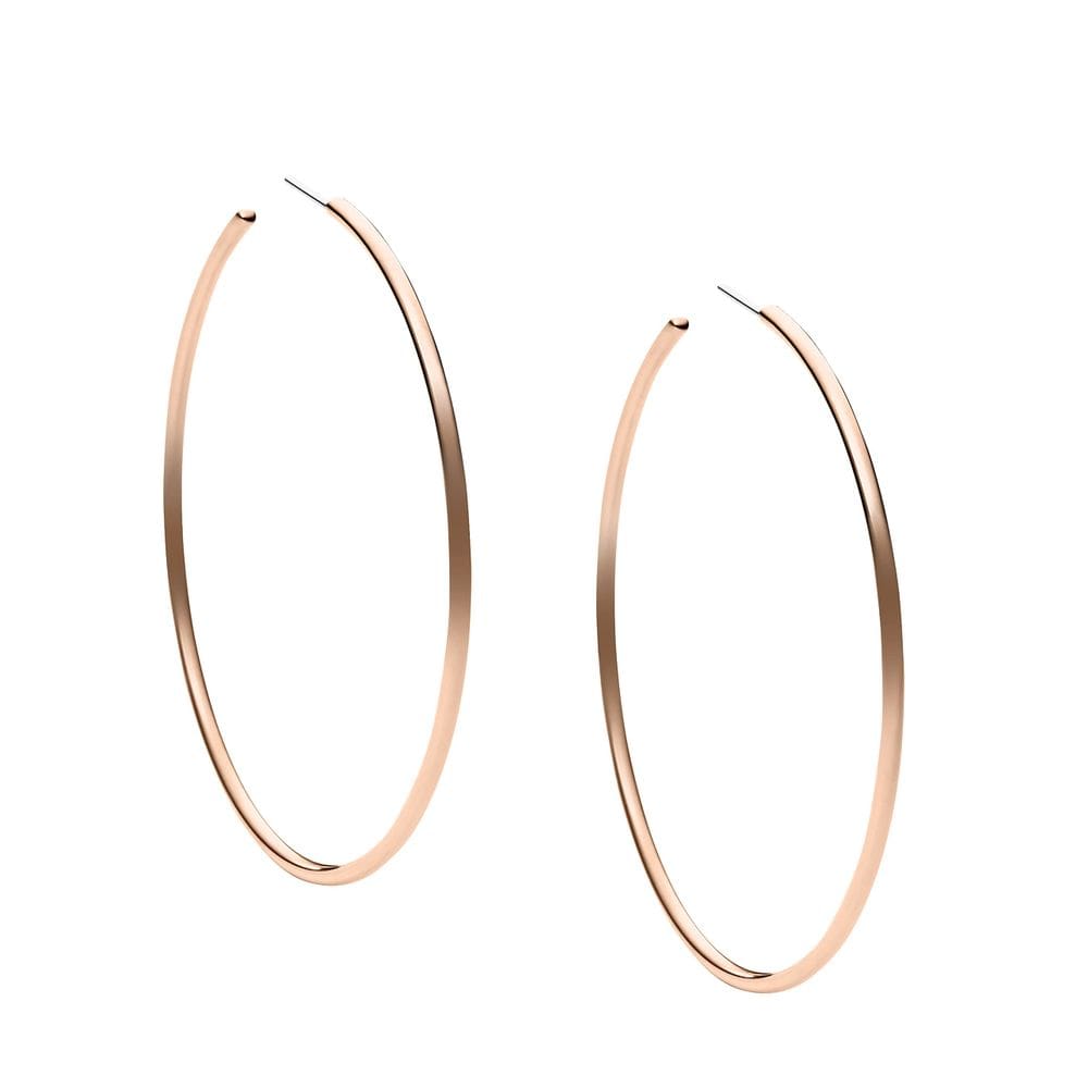 Brincos Michael Kors Large Brass Hoop em ouro rosa para mulheres