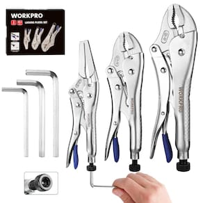 Conjunto de alicates de bloqueio WORKPRO CR-V de 3 peças com chaves hexagonais