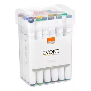 Marcador Artístico Brw Evoke Dual Marker Estojo 24 Cores