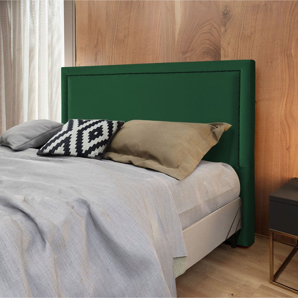 Cabeceira Cama Box Queen 1,60m Estofada Aruba Veludo Verde