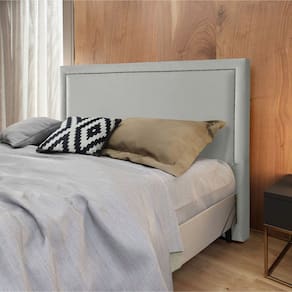 Cabeceira Cama Box King 1,93m Estofada Aruba Veludo Cinza Claro