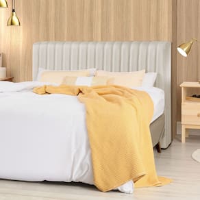 Cabeceira Cama Box Casal 1,40m Estofada Havai Linho Crú