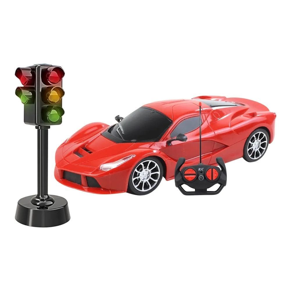 Carrinho de Controle Remoto Racing Control Vermelho 1:16 Com Semaforo - Multikids