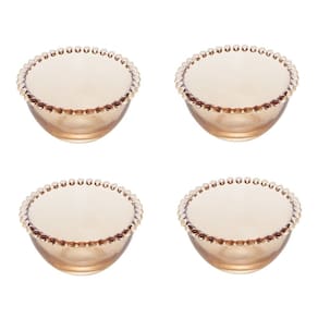 Cj 4 Bowls Cumbuca de Cristal Pearl Bolinha Âmbar 13,5cm Wolff