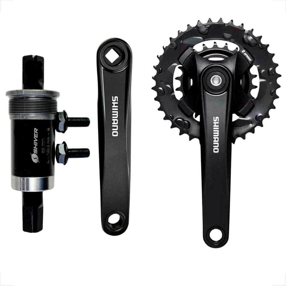Pedivela Duplo Shimano Altus Mt101 Movimento Central Ponta Quadrada Shiver 122,5Mm Rolamentado Kit