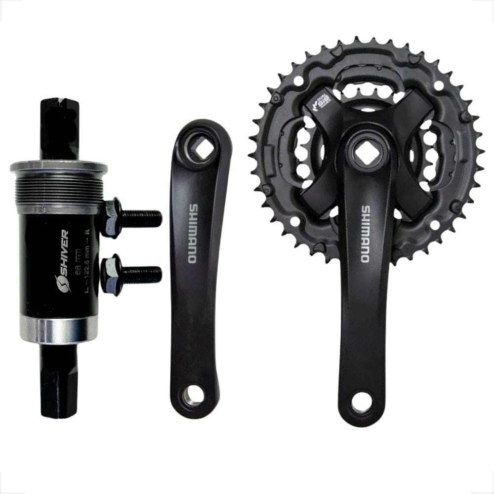 Pedivela Triplo Shimano Tourney Ty301 Movimento Central Ponta Quadrada Shiver 122,5Mm Selado Kit