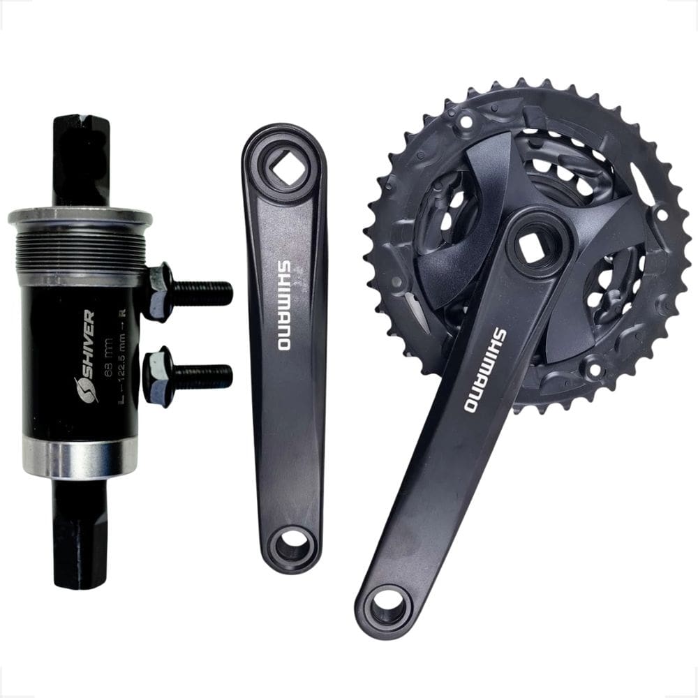 Kit Pedivela Shimano Altus Mt101 9 Velocidades Movimento Central Shiver Ponta Quadrada 122,5Mm