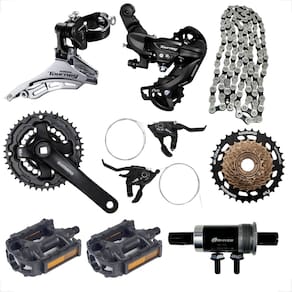 Kit Transmissão Bicicleta Completo Shimano Tourney Ty300 Pedal Movimento Central Catraca Megarange