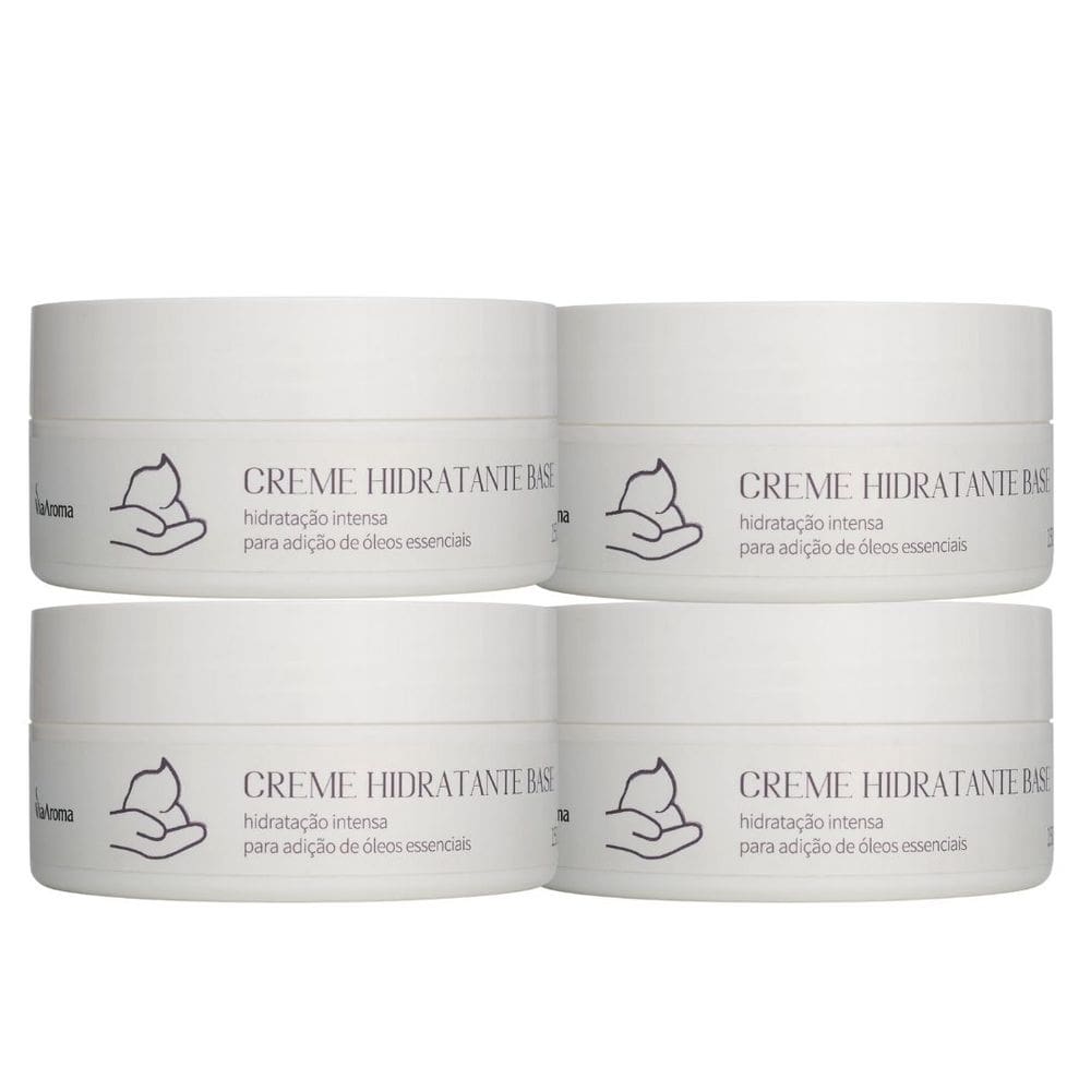 Kit 4 Creme Hidratante Neutro Via Aroma 150g Vegano Base Carreador