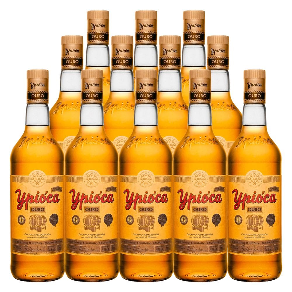 Cachaça Aguardente Ypióca Ouro 965ml 12 Unidades