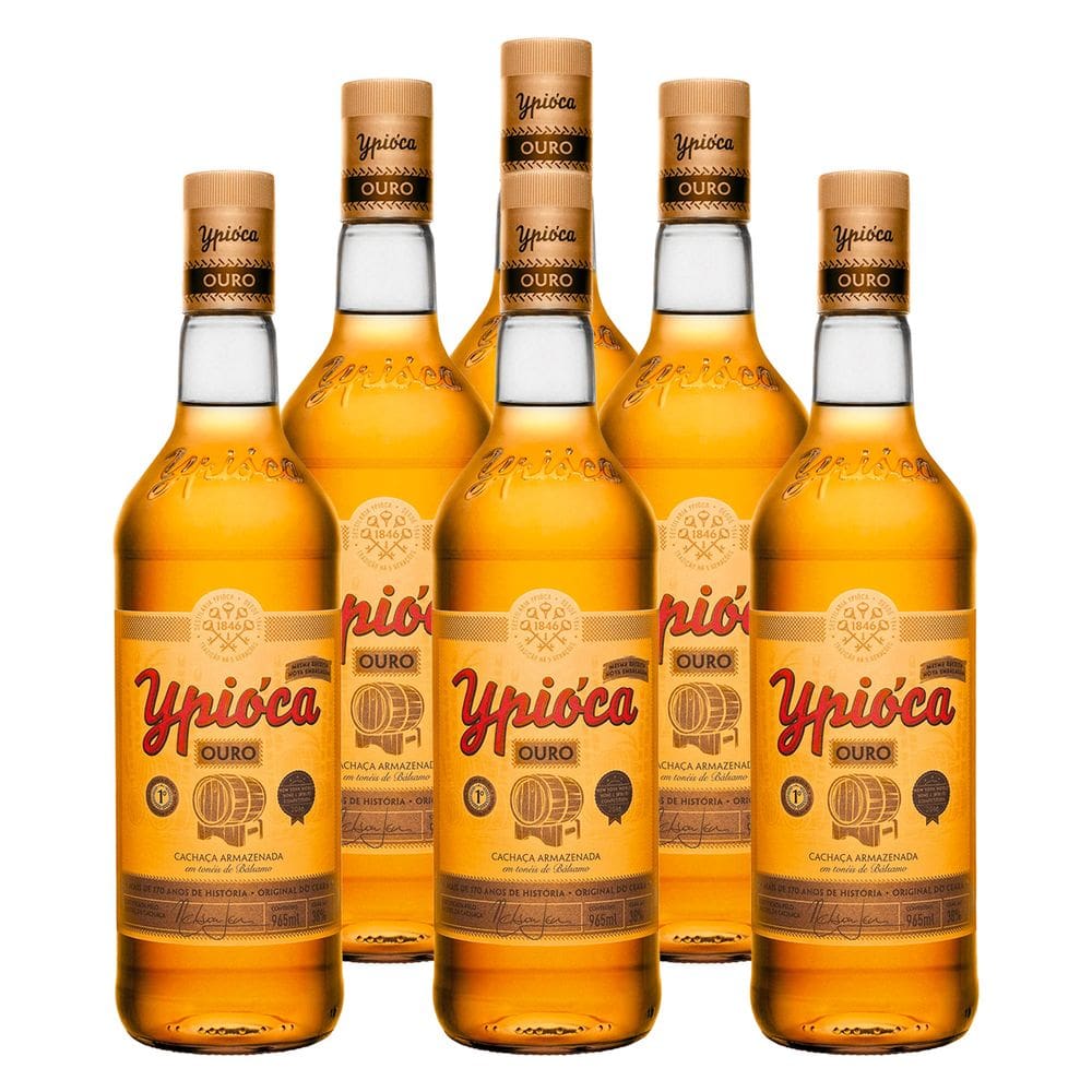 Cachaça Aguardente Ypióca Ouro 965ml 6 Unidades