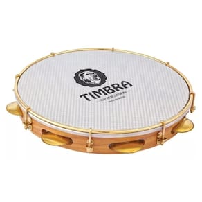 Pandeiro Timbra Profissional 12 Pol Formica Freijo C/Aro Niquelado Pele Prismatica C/Capa 8631F