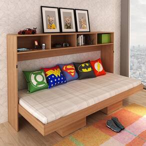 Cama Articulada Horizontal Solteiro com Nichos CM8020 Amêndoa Tecnomobili
