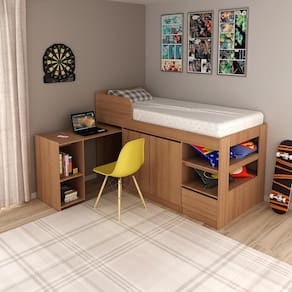 Cama Solteiro Multifuncional CM8021 Amêndoa Tecnomobili