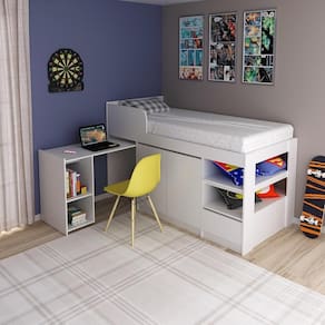 Cama Solteiro Multifuncional CM8021 Branco Tecnomobili