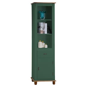 Estante Torre 02 Prateleiras 1 Gaveta 1 Porta Pés Luiz XV 50104 - Verde Musgo/Imbuia Glazer