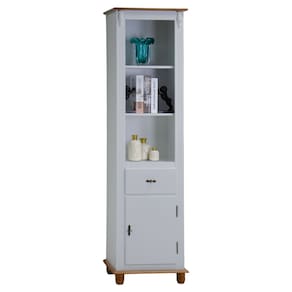Estante Torre 02 Prateleiras 1 Gaveta 1 Porta Pés Luiz XV 50104 - Off White/Imbuia Glazer