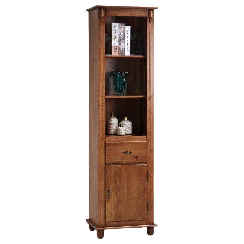 Estante Torre 02 Prateleiras 1 Gaveta 1 Porta Pés Luiz XV 50104 - Imbuia Glazer