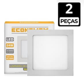 Kit 2 Painel Plafon 24W Quadrado Sobrepor Led 6500K Branca