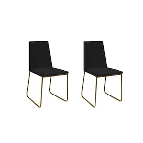 Kit 2 Cadeiras De Jantar Cozinha Industrial Lexa Veludo Élpis Móveis Preto Dourada
