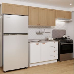 Cozinha Modulada 4 Peças 3 Aéreos 1 Balcão Arizona Cabecasa Madeiramadeira Branco/Figueira