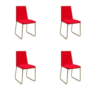 Kit 4 Cadeiras De Jantar Cozinha Industrial Lexa Veludo Élpis Móveis Vermelho Dourada