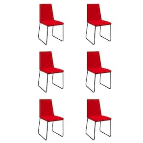 Kit 6 Cadeiras De Jantar Cozinha Industrial Lexa Veludo Élpis Móveis Vermelho Preta