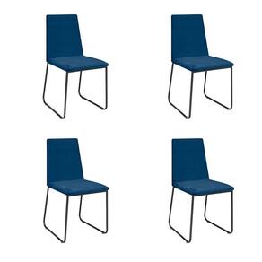 Kit 4 Cadeiras De Jantar Cozinha Industrial Lexa Veludo Élpis Móveis Azul Marinho Preta