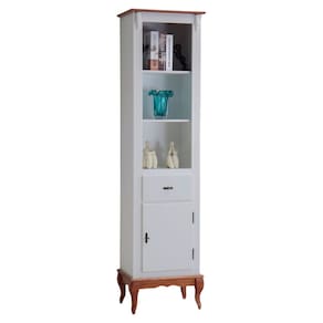 Estante para Sala 2 Prateleiras 1 Gaveta 1 Porta Pés Luiz XV 60104 Linz Móveis - Off White/Imbuia Glazer