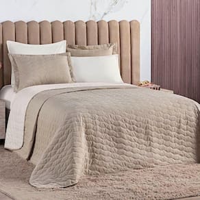 Cobre Leito Queen Dallas Micropercal 200 Fios Dupla Face 3 Peças - Bege