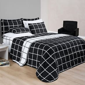 Cobre Leito Queen Dustin Micropercal 200 Fios Dupla Face 3 Peças - Preto