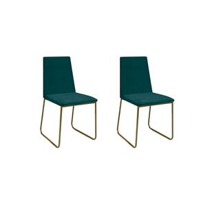 Kit 2 Cadeiras De Jantar Cozinha Industrial Lexa Veludo Élpis Móveis Verde Dourada
