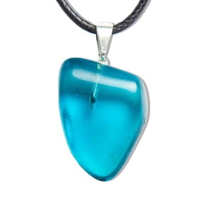 Colar Pedrinha Obsidiana Azul Rolado Montagem Pino Prateado