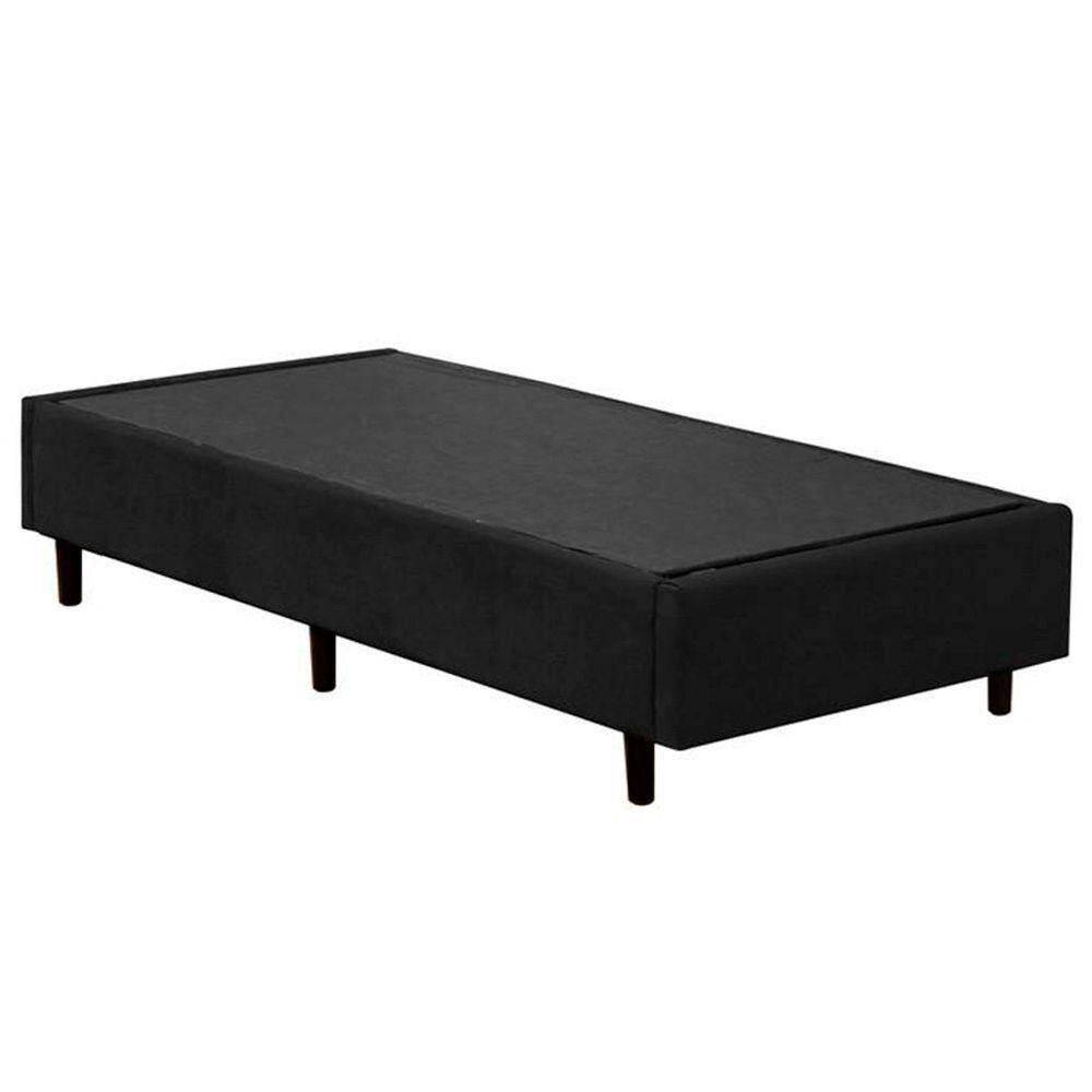 Cama Box Solteiro Suede Serene Preto 88x188x40