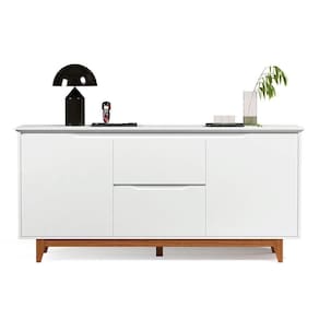 Aparador Buffet Flow 2 Portas 2 Gavetas 163cm Ej Móveis Branco