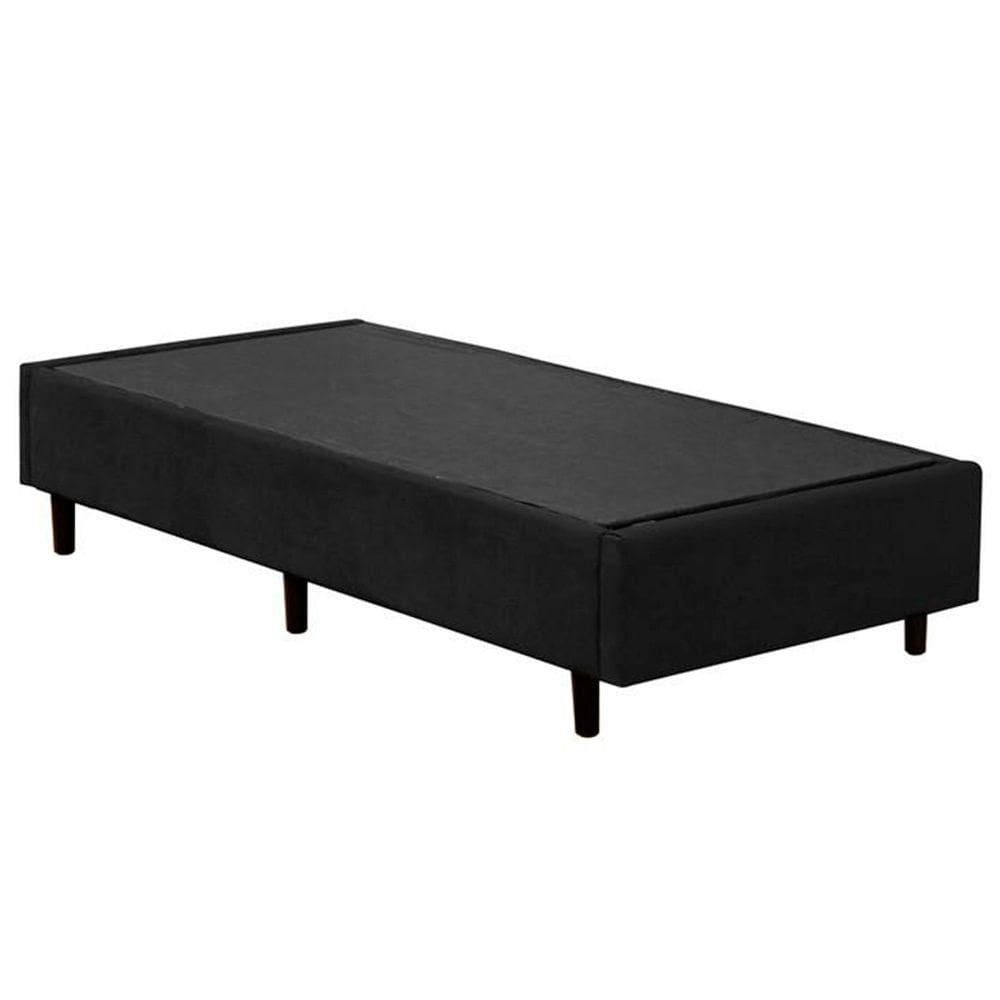 Cama Box Solteiro Suede Serene Preto 88x188x40