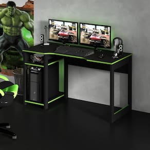 Mesa para Computador Gamer 136x75cm ME4152 Preto Verde