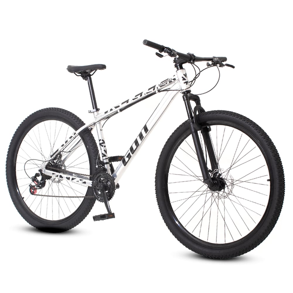 Bicicleta aro 29 Alumínio Prata e Preto Gott Mappa1 Freios a Disco Suspensão 21v