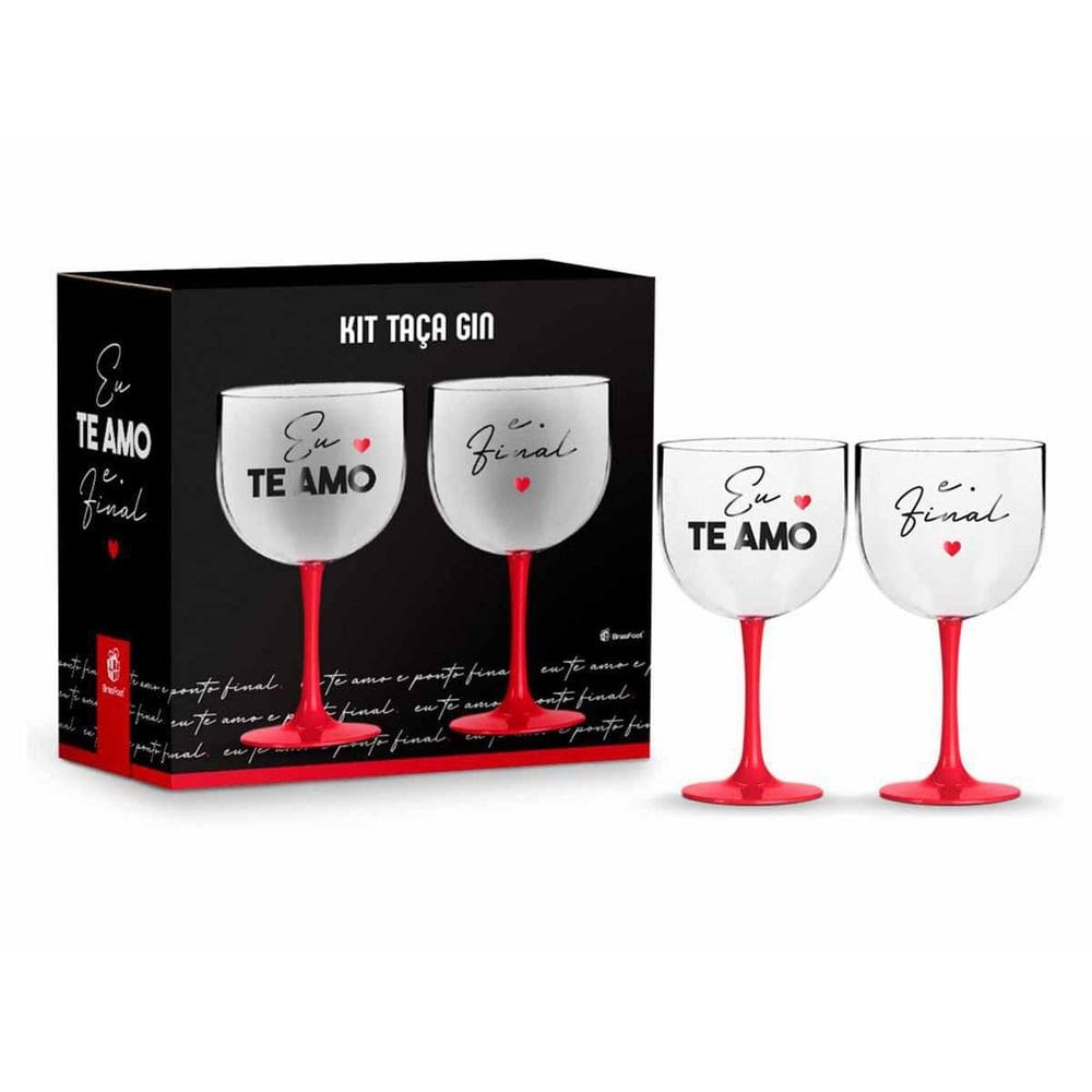 Taça Gin 580Ml Com 2Un Bicolor Brasfoot - Namorados