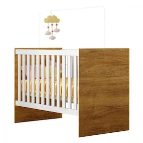 Berço Life Em Mdf Com Mosquiteiro Tigus Baby Branco Madeirado Ypê